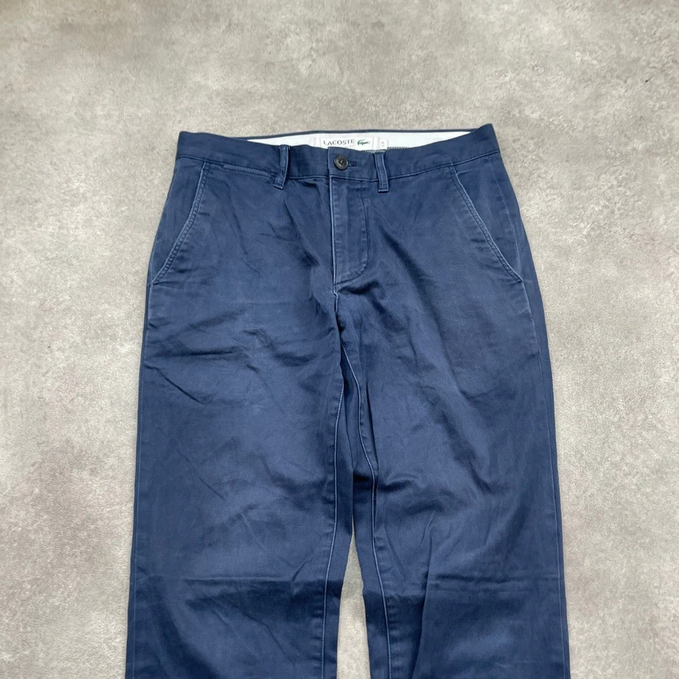 Pantalon chino Lacoste homme 30" coupe slim logo croco brodé pantalon, bleu... - Photo 3/4