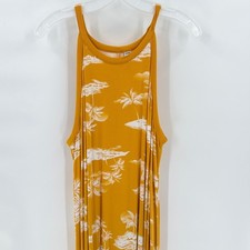 OLD NAVY Yellow Tropical Palm Tree Island Sleeveless Maxi Dress Mustard XL