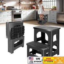 Folding 2 Step Stool Portable Heavy Duty Anti-Slip Kids Adults Home RV Footstool