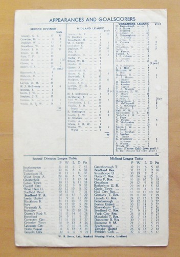 BRADFORD PARK AVENUE v LEICESTER CITY 1948/1949 *Good Cond Football Programme* - Picture 3 of 3