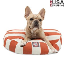 Round Dog Bed Water Resistant Zippered Slipcover Indoor Outdoor Plush Fiberfill