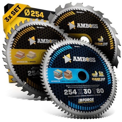 Amboss Ø254 Tisch- Kreissägeblatt Set passend für Bosch GTS 10, PTS 10, PTS 100