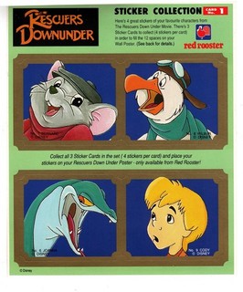 Australian Fast Food Sticker Sheet Red Rooster Disney Rescuers Downunder #01