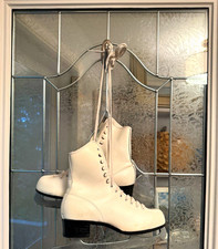 Vintage Imperial White Figure Ice Skates Pair Winter Door Decor
