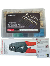 500pc Ring Lug Terminal & Crimping Tool Kit Heat Shrink Tubes Crimper Wiring Set