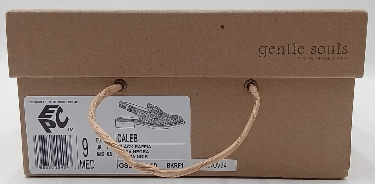 Gentle Souls Caleb Raffia Slingback in BLACK RAFFIA Size 9 by
