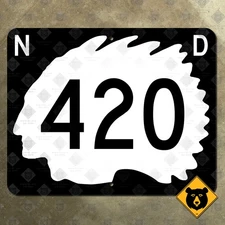 North Dakota route 420 highway marker road sign shield 1961 chief 20x16