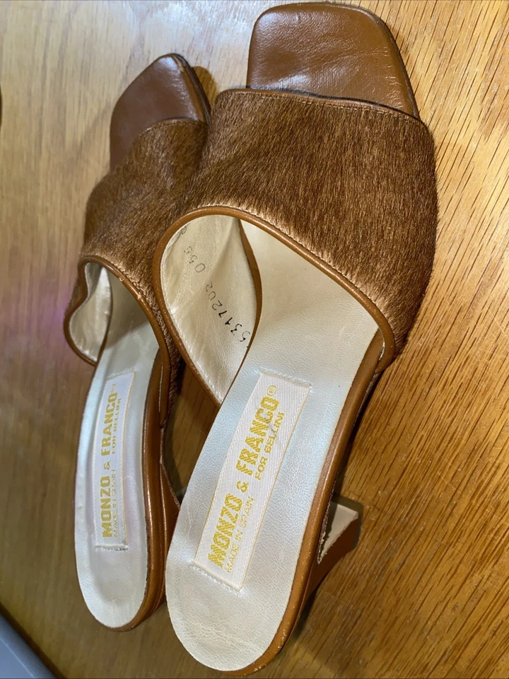 Vintage Monzo & Franco for Bellini Pony Hair / Leather Brown Heels Size 6 - Image 4 of 4