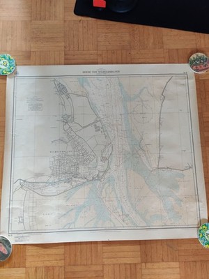 Original Seekarte Reede von Wilhelmshaven DHI 1968 Nordsee 89x80cm Marine