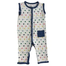 Kyte Baby Snap Sleeveless Romper Spring Polka Dot Size 12-18 Months Blue White
