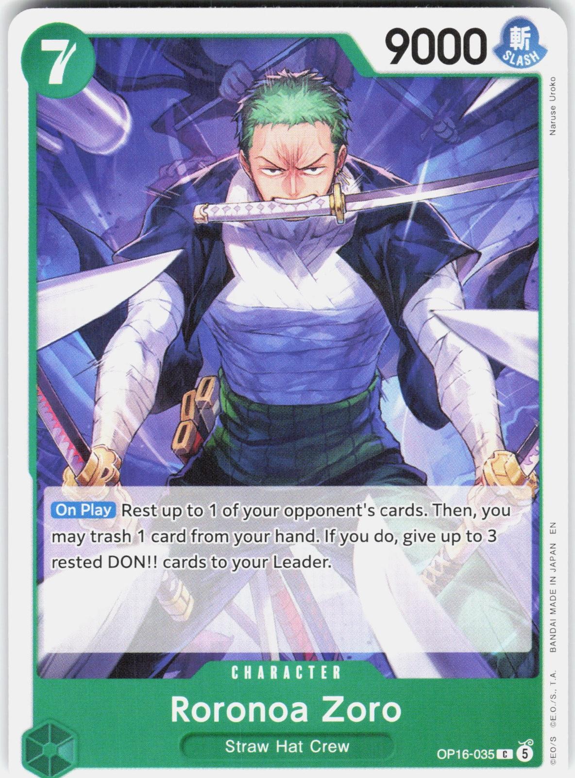 ONE PIECE RORONOA ZORO (035) OP16-035 THE TIME OF BATTLE NM/M