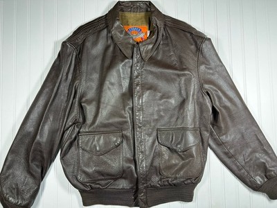 Cooper A2 Air Force Jacket 44 Mens Black Leather Bomber Jacket Full Zip