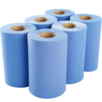 6x120m TECPO PUTZTUCHROLLE BLAU PUTZROLLE WERKSTATTROLLE HANDTUCHROLLE TÜCHER