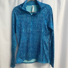 Under Armour ColdGear Womens Large Blue Pixel Dot 1/2 Zip Pullover Thumbholes