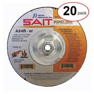 Sait 22130 - 4-1/2'' X1/8'' X 5/8-11 Pipeline Grinding/Cutting Wheel -  (20Pack)