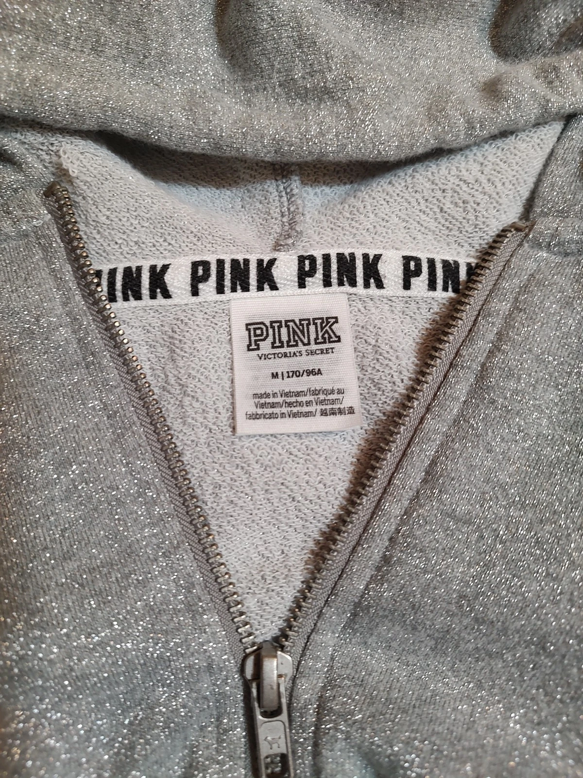 UNDERCOVER Felpa con cappuccio Victoria Secret rosa usata da donna con cerniera taglia media