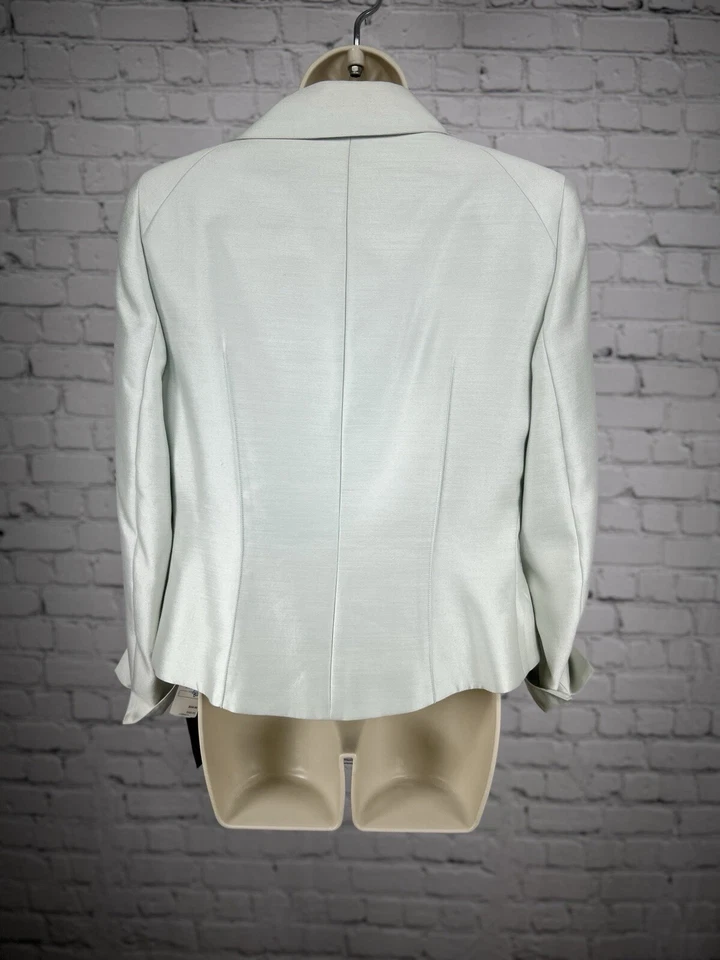 Blazer Albert Nipon verde menta manga larga cuello para mujer talla 6 nuevo con etiquetas precio de venta sugerido por el fabricante 480 USD Foto 2 de 4