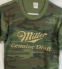 Vintage Miller Genuine Draft T Shirt Promo Single Stitch Beer Camo USA 80s