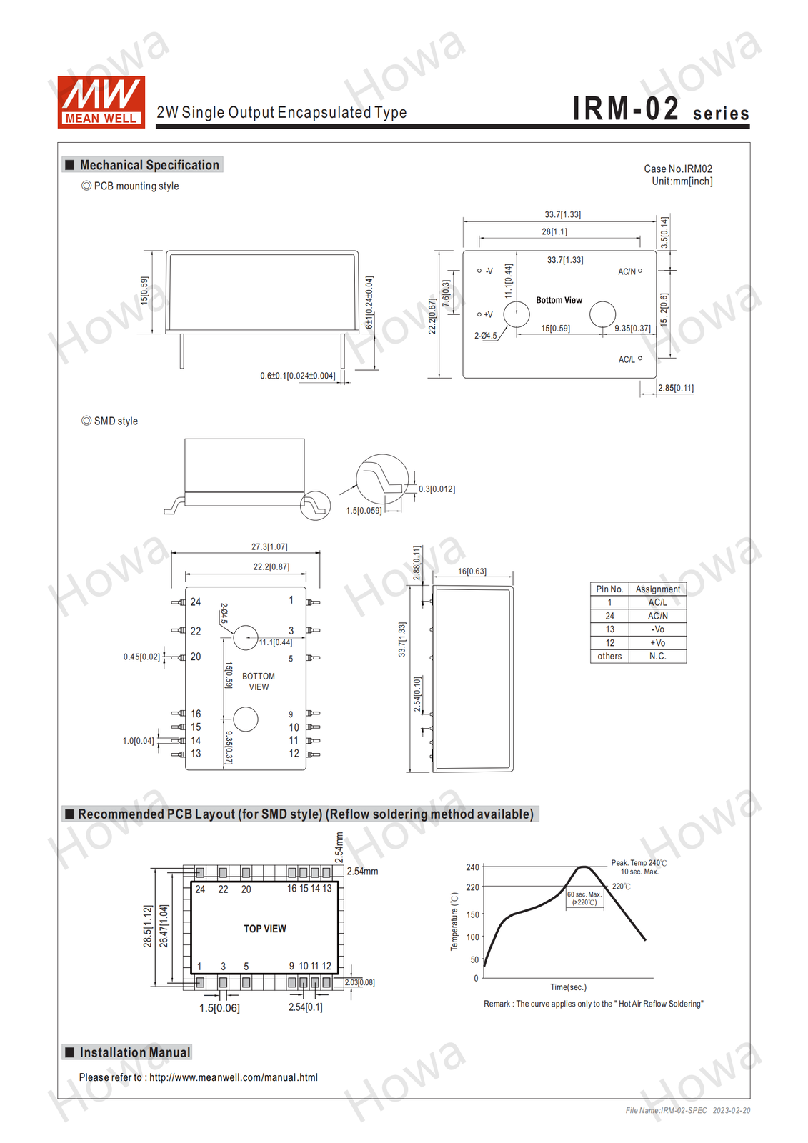 Type 2w Rmp Mean Well IRM-02 switching power supply 3.3V5V9V12V24V pin type 2W AC ...