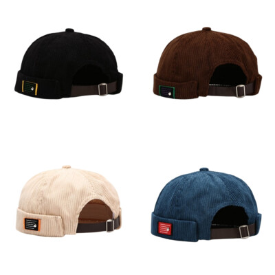 Retro Damen Herren Cord Docker Brimless Hats Skullcap Beanie Sailor Cap Rolled