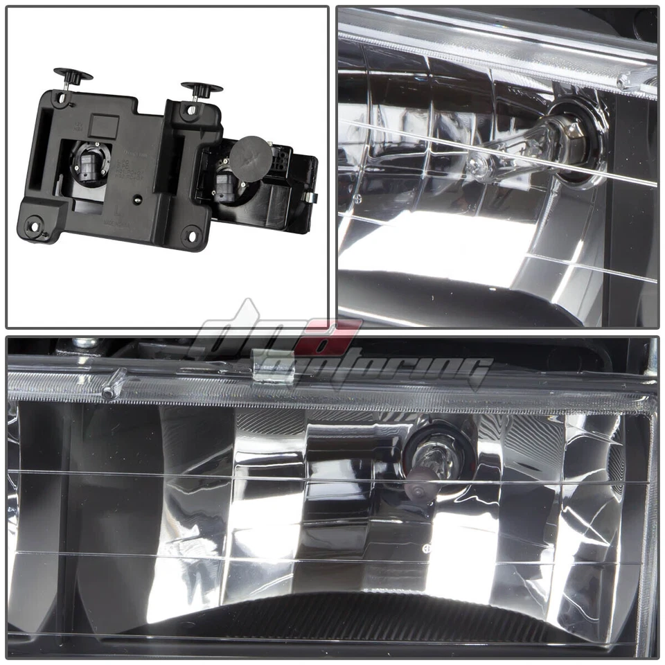 CARCASA CRISTAL NEGRO FAROS LÁMPARAS + BOMBILLAS PARA 92-99 YUKON/SUBURBAN/TAHOE Foto 2 de 2