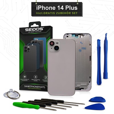 Backcover für iPhone 14 Lila Plus Gehäuse Rückseite Glas Frame Housing SEIDOS