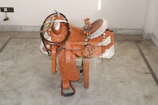 Western Leather Show Saddle With Silver Corner 10 to 20 Inch Seat