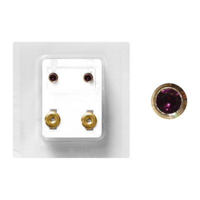 1 Paar Medizinische Ohrstecker Studex vergoldet Zarge mit Stein in lila 4mm