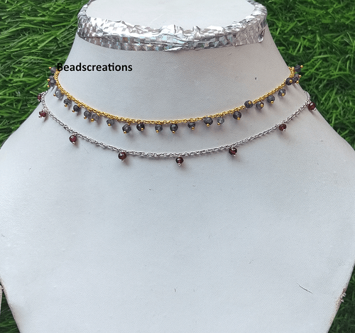 3mm Faceted Dark Red Garnet Beads Sterling Silver Chain Necklace Gift for Woman - Picture 6 of 6