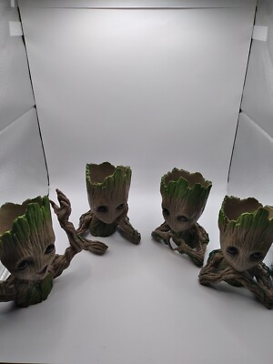  Marvel Baby Groot Flower Planter Pot Four Pack, Four Different Styles
