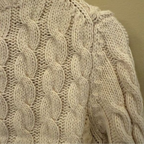 L.L. Bean Vintage Cable Knit Fisherman Turtleneck Sweater Small Wool Cashmere - Picture 6 of 10