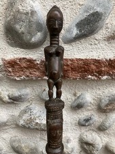 Beau Baton De Commandement Sceptre Baoulé Art Premier Afrique 1950 Bois Sculpté