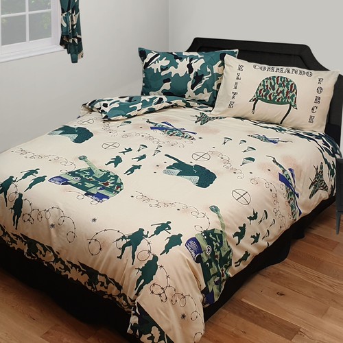 TENDE DA LETTO COMMANDO LENZUOLA ADERENTI ESERCITO DESERTO CAMOUFLAGE ELITE FORCE - Foto 3 di 11