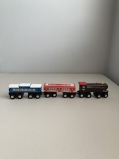 Lot Of 3 Battat Wooden Magnetic Trains Train Two Train Car