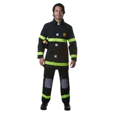 Dress Up America Adult Black Fire Fighter Costume - Role Play Costume