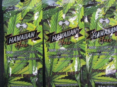 6 PACKETS - BROWN SUGAR HAWAIIAN HAZE 300XHIGH POTENCY BRONZER TANNING LOTION