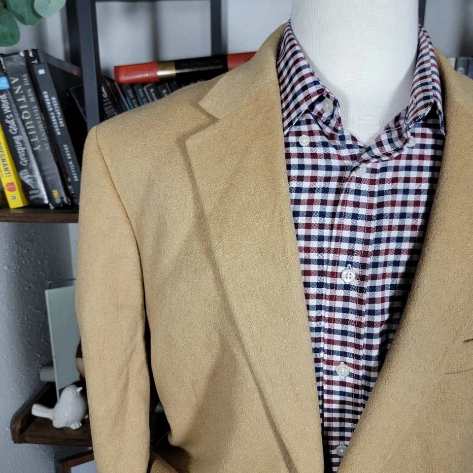 Abrigo Blazer Deportivo de Franela Stafford Para Hombre Dos Botones Beige Cabello Camel Talla 46R Foto 4 de 4