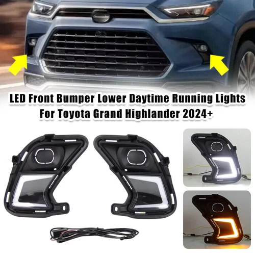 For Toyota Grand Highlander 2024-25 LED DRL Fog Lamp Kit w/ Turn Driving Light - Picture 2 of 10