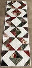 Handmade Quilted Table Runner 16 1/2" x 47" Christmas Prints  Red,Green,white