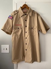 Vintage Boy Scouts Of America Shirt Men's Large Tan Khaki Official Uniform BSA