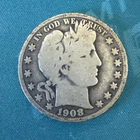 1908 O Barber Half Dollar 90% Silver VG-XF Very Good Extra Fine