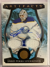 2021-22 UD ARTIFACTS Rookie (RC) Dual Jersey Auto /65 !!! Ukko Pekka Luukkonen