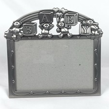 Baby Picture Frame Bears Pewter Color 4  x6  Pic Baby Photo Frame