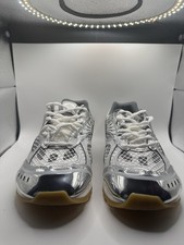 Bottega Veneta Orbit Silver/White Low Top Lace-Up Sneakers Rubber Outsole