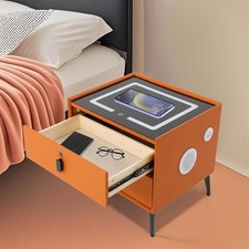 Bluetooth Speaker Smart Bedside Table with 3Color Light, USB & Wireless Charging