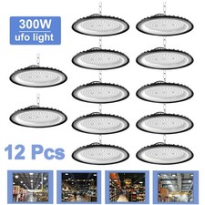 12 Pcs UFO Led High Bay Light 300W Commercial Industrial Warehouse Factory Light