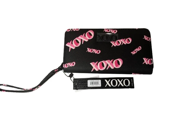 Bolso sin asas tipo billetera de muñeca XOXO para mujer - cremallera alrededor - negro/rosa Foto 2 de 4