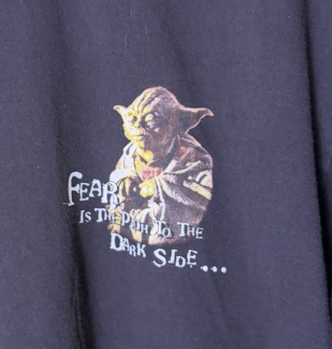 Vtg 90s 1999 Star Wars Episode 1 Yoda Fear Dark Side T-Shirt Size