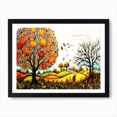 Autumn Splendor - Autumn Leaves Nea gerahmtes Wandbild Poster Leinwanddruck Bild