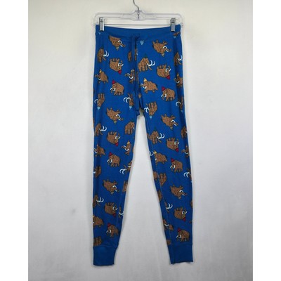 Hanna Andersson Pajama Pants Kids S 6/7 Blue Woolly Mammoth Organic Cotton Sleep